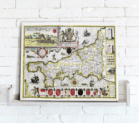 Map Canvas - Vintage County Map - Cornwall