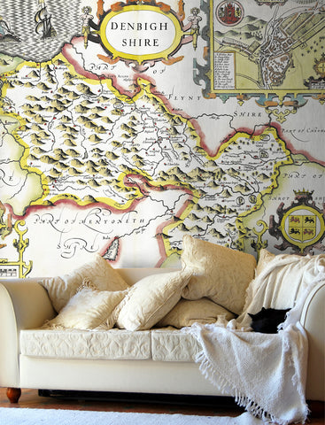 Map Wallpaper - Vintage County Map - Denbighshire