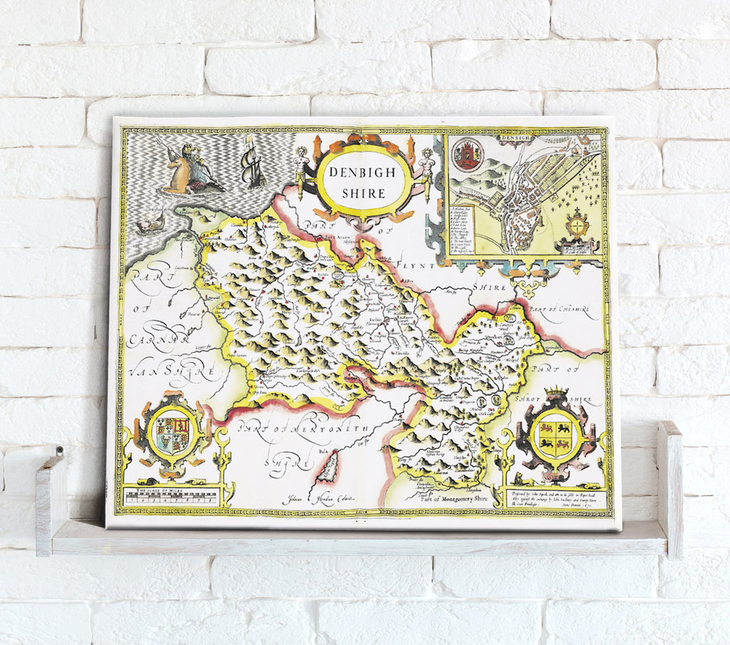 Map Canvas - Vintage County Map - Denbighshire - Love Maps On...