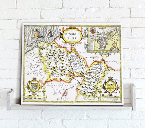 Map Canvas - Vintage County Map - Denbighshire