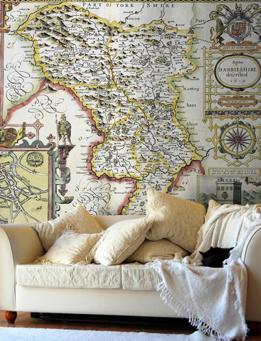 Map Wallpaper - Vintage County Map - Derbyshire