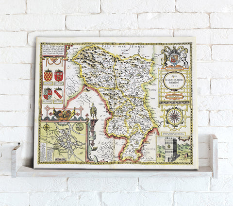 Map Canvas - Vintage County Map - Derbyshire