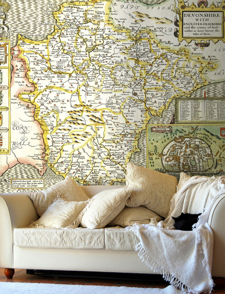 Map Wallpaper - Vintage County Map - Devon - Love Maps On... - 1