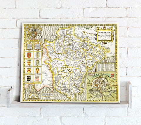 Map Canvas - Vintage County Map - Devon