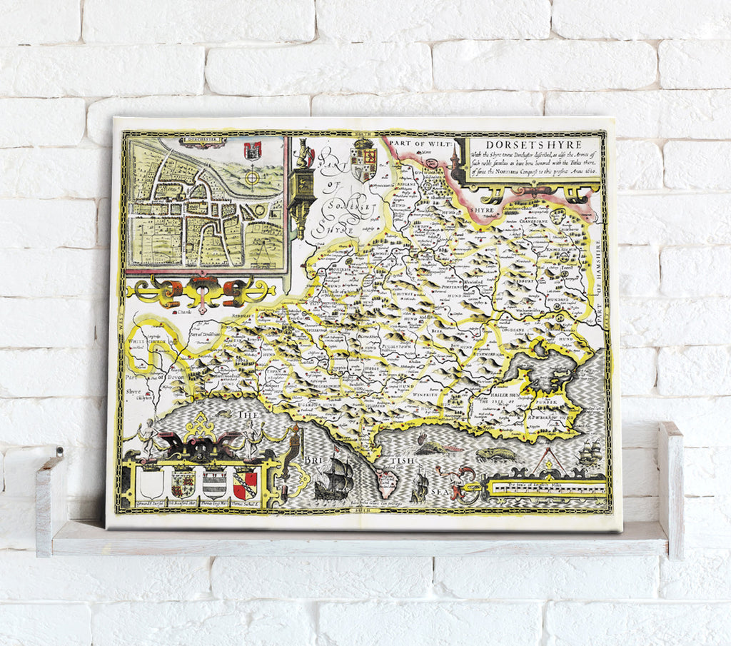 Map Canvas - Vintage County Map - Dorset - Love Maps On...