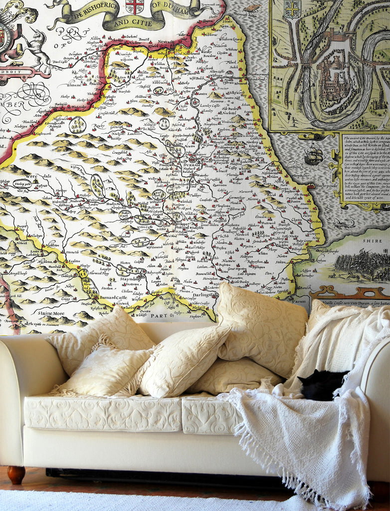 Map Wallpaper - Vintage County Map - Durham - Love Maps On... - 1
