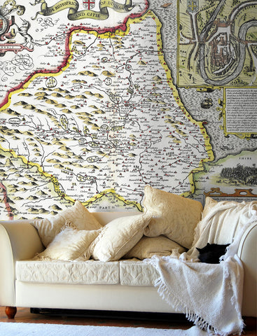 Map Wallpaper - Vintage County Map - Durham