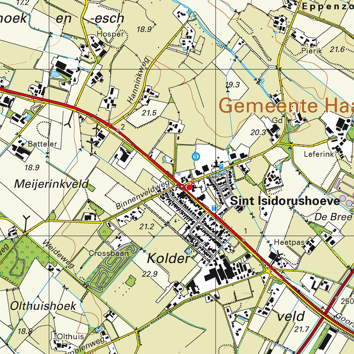 Dutch Postcode Structure Map Canvas - Netherlands 1:25,000 - postcode centred from Love Maps On...