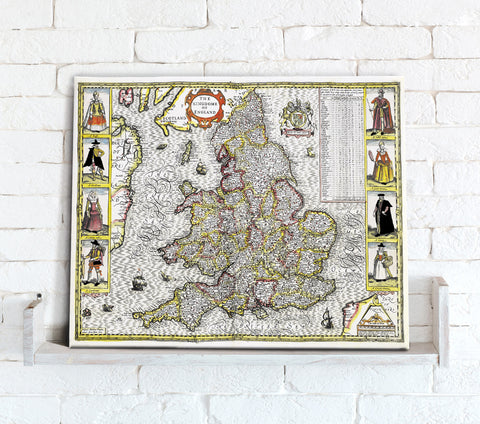Map Canvas - Vintage County Map - England and Wales