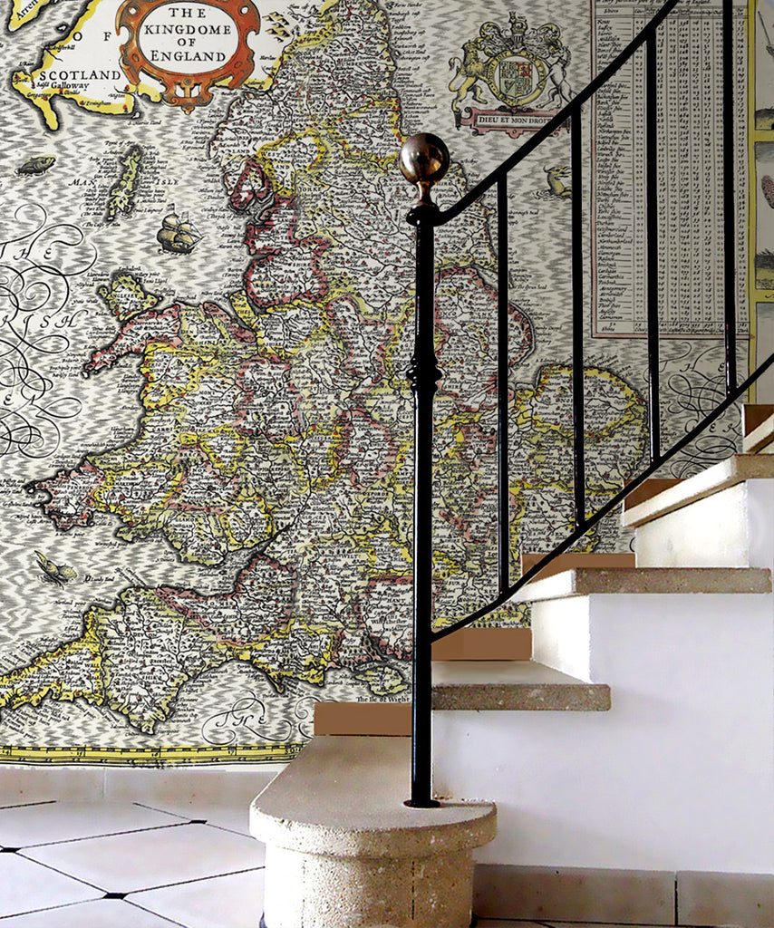 Map Wallpaper - Vintage County Map - England and Wales - Love Maps On... - 3