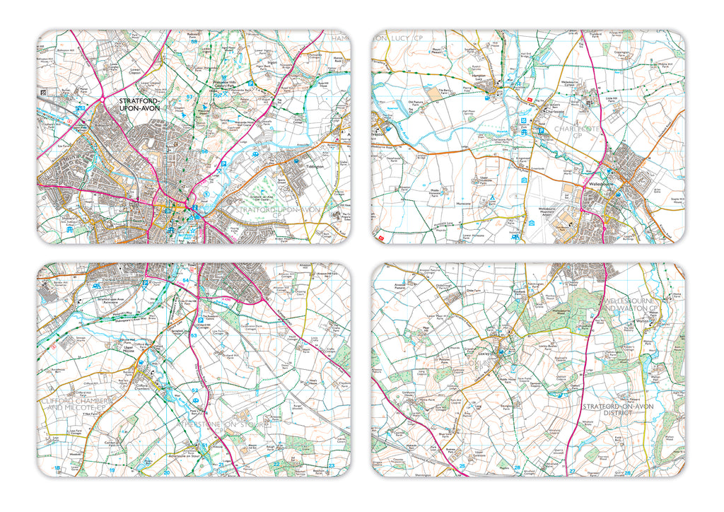 Map-Mosaic Placemat Set - Personalised Ordnance Survey Explorer Map