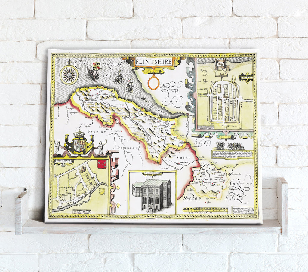 Map Canvas - Vintage County Map - Flintshire - Love Maps On...
