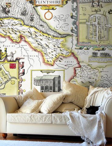 Map Wallpaper - Vintage County Map - Flintshire