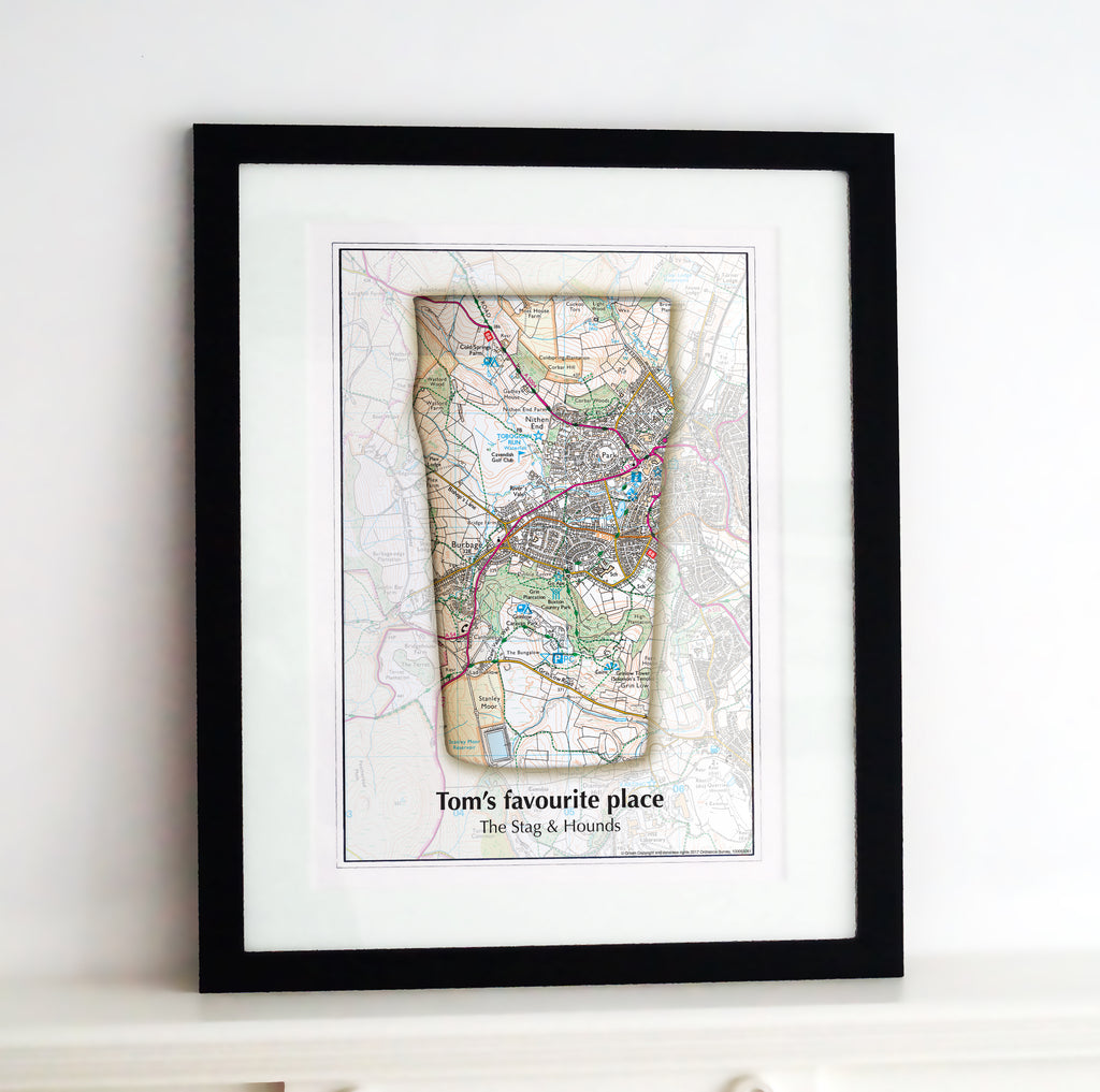 Framed Map - Personalised Beer Glass Map Framed Print- Love Maps On...