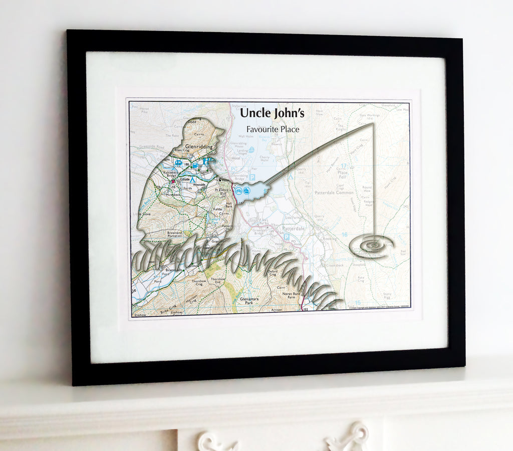 Framed Map - Personalised Fishing Map Framed Print- Love Maps On...