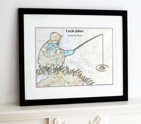 Framed Map - Personalised Fishing Map