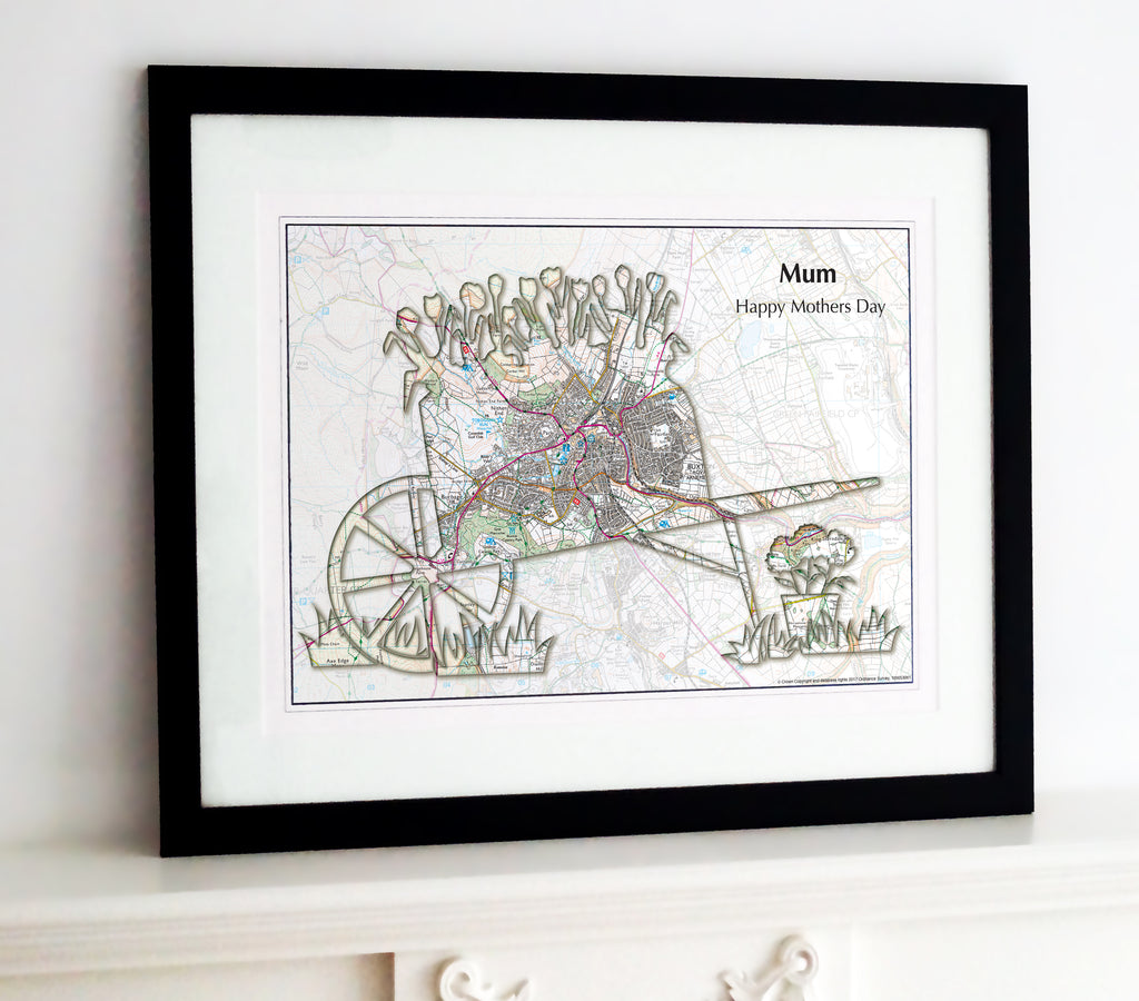 Framed Map - Personalised Gardening Map Framed Print- Love Maps On...
