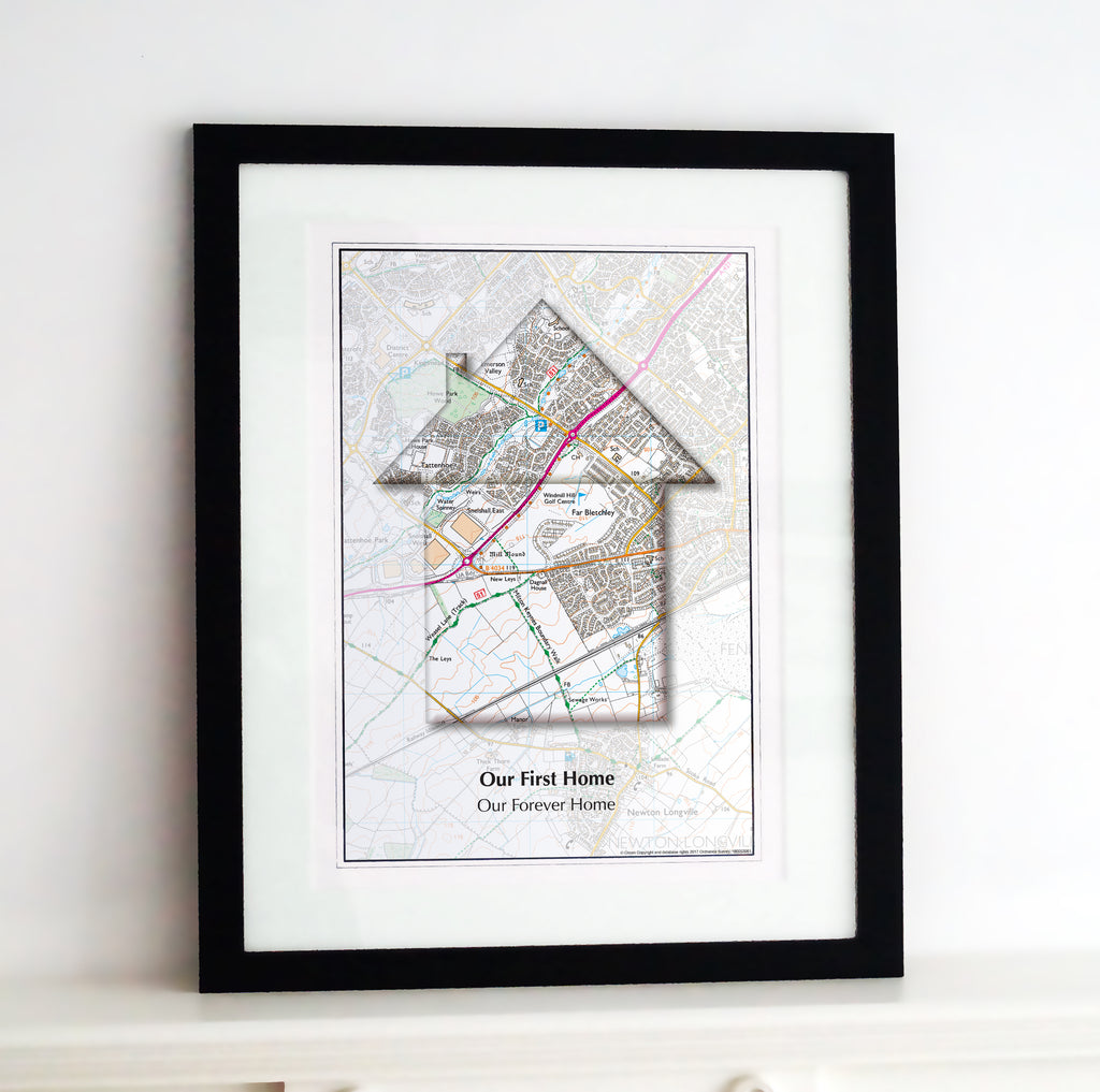 Framed Map - Personalised Map of Your Home Framed Print- Love Maps On...