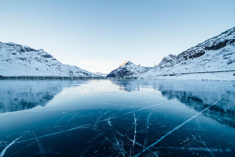 Frozen Lake and Mountains Canvas Print