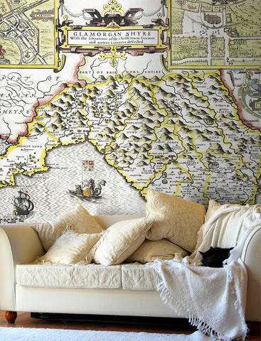 Map Wallpaper - Vintage County Map - Glamorganshire