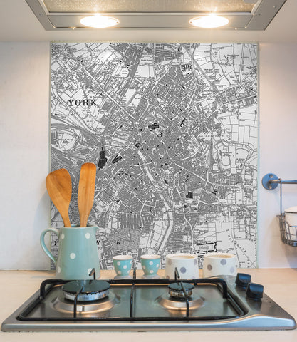 Glass Splashbacks - Custom Vintage Ordnance Survey Victorian Street Map