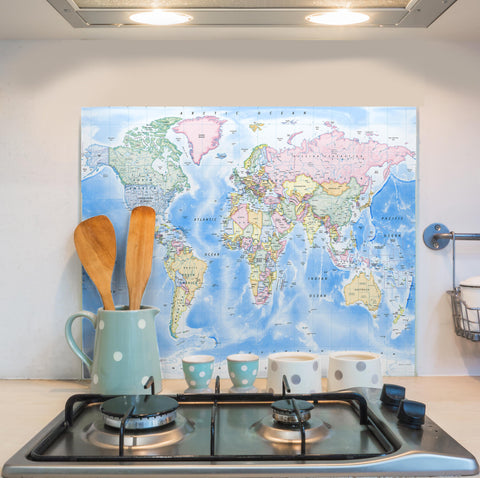 Glass Splashback - World Political Map