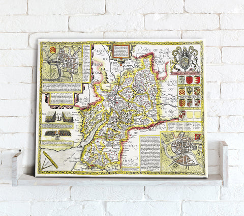 Map Canvas - Vintage County Map - Gloucestershire