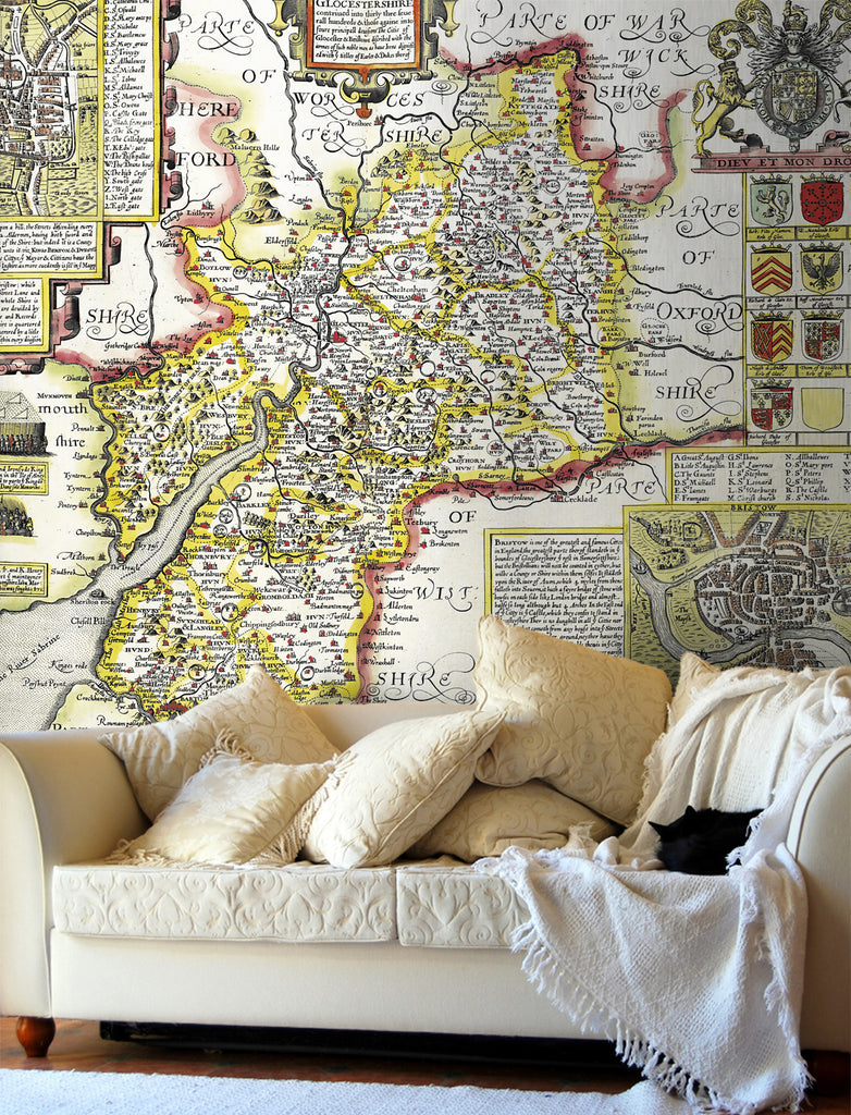 Map Wallpaper - Vintage County Map - Gloucestershire - Love Maps On... - 1