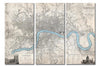 Triple Panel Canvas - Vintage London Greenwood Map