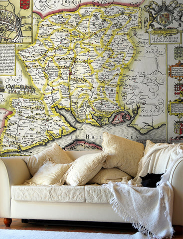 Map Wallpaper - Vintage County Map - Hampshire