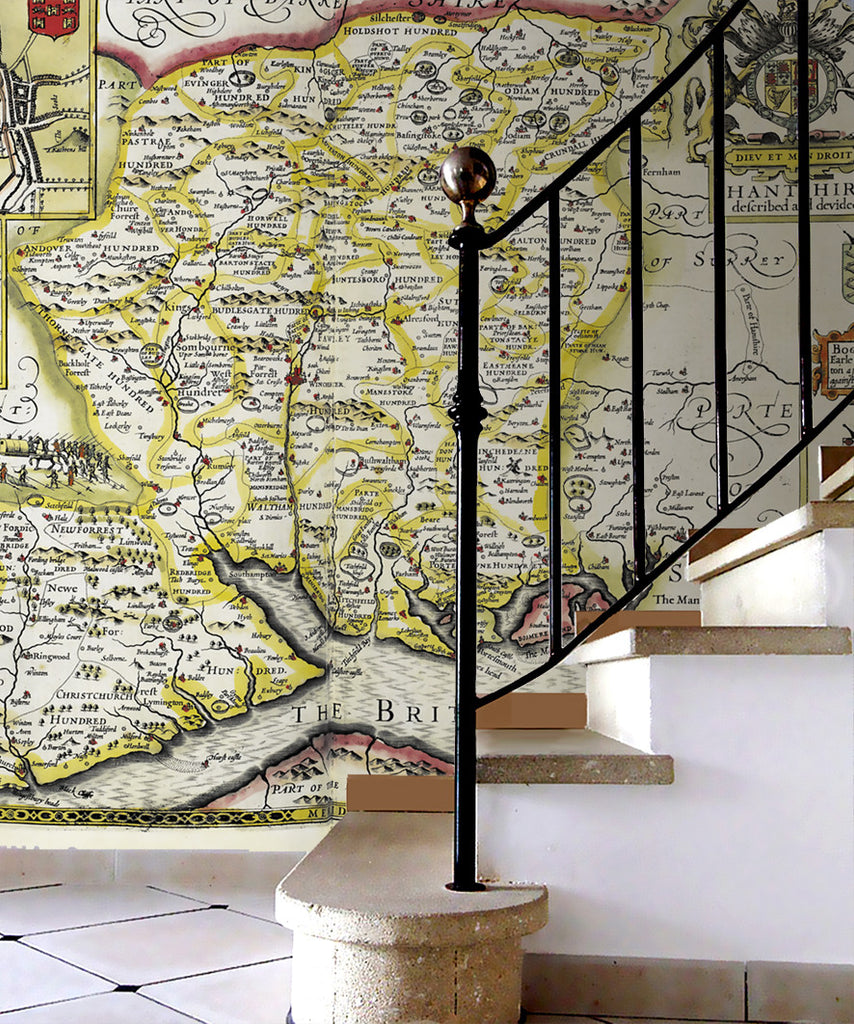 Map Wallpaper - Vintage County Map - Hampshire - Love Maps On... - 2