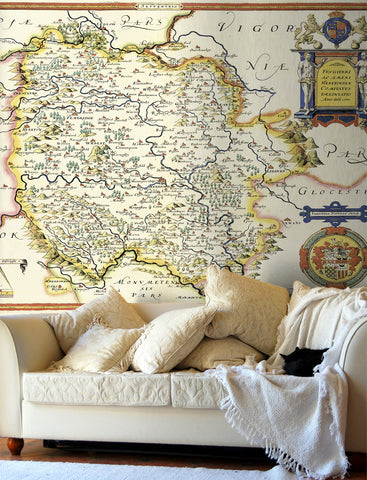 Map Wallpaper - Vintage County Map - Herefordshire