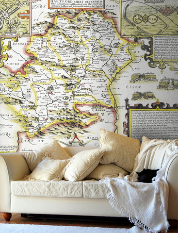 Map Wallpaper - Vintage County Map - Hertfordshire