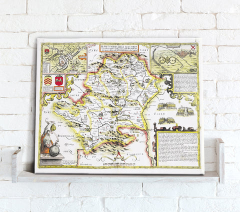 Map Canvas - Vintage County Map - Hertfordshire