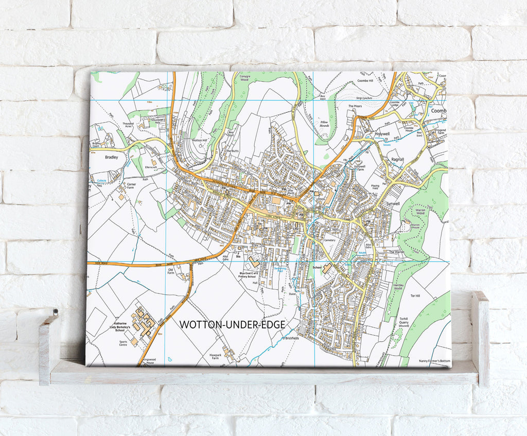 Map Canvas - Personalised Ordnance Survey High Detail Street Map (optional inscription) - Love Maps On...