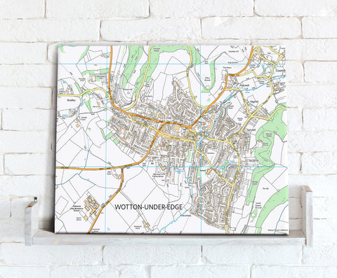 Map Canvas - Personalised Ordnance Survey High Detail Street Map (optional inscription)