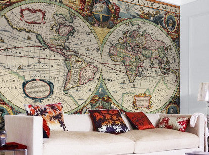 Map Wallpaper - Hondius World Map - Love Maps On... - 1