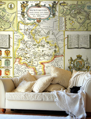 Map Wallpaper - Vintage County Map - Huntingdonshire