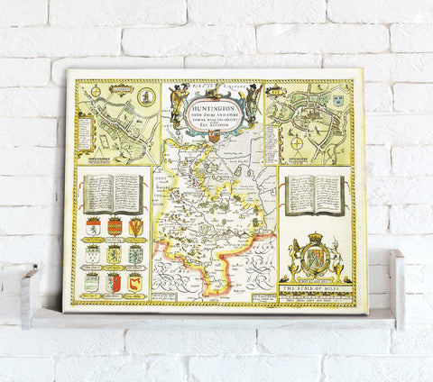 Map Canvas - Vintage County Map - Huntingdonshire