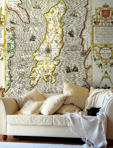 Map Wallpaper - Vintage County Map - Isle of Man