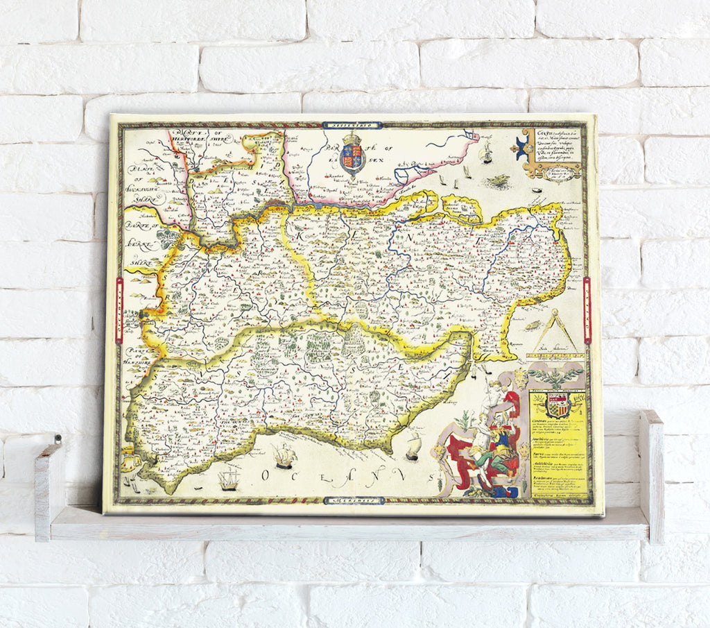 Map Canvas - Vintage County Map - South East England - Love Maps On...