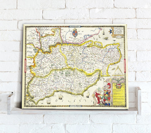 Map Canvas - Vintage County Map - South East England