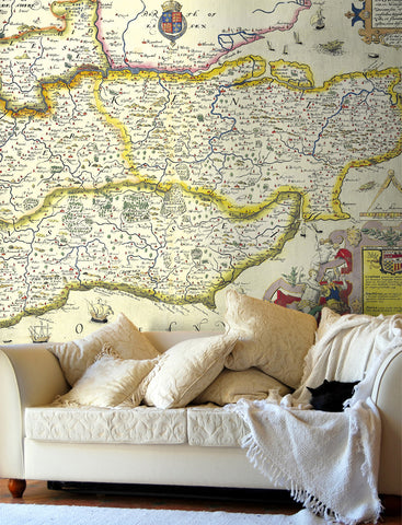 Map Wallpaper - Vintage County Map - South East England