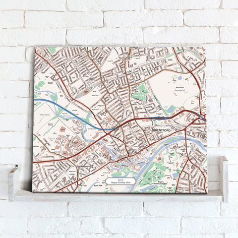 Map Canvas - Personalised Ordnance Survey Street Map - Classic (optional inscription)