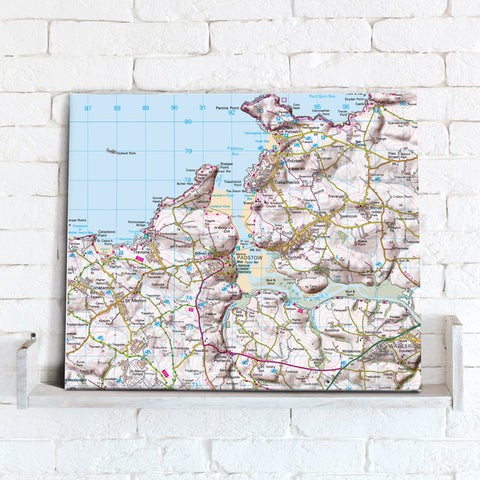 Map Canvas - Personalised Ordnance Survey Landranger Map with Hillshading (optional inscription)