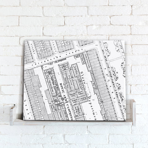 Map Canvas - Vintage Ordnance Survey  London Town Plans (optional inscription)