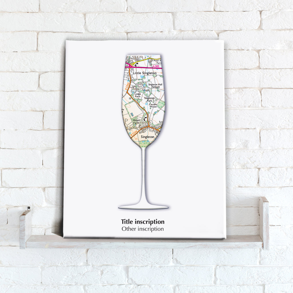 Personalised Champagne Glass Map
