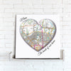 Canvas Print - Personalised Map Heart 'Mum'