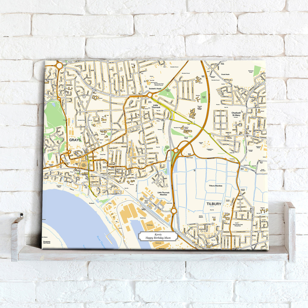 Map Canvas - Personalised Ordnance Survey Street Map (optional inscription) - Love Maps On... - 1