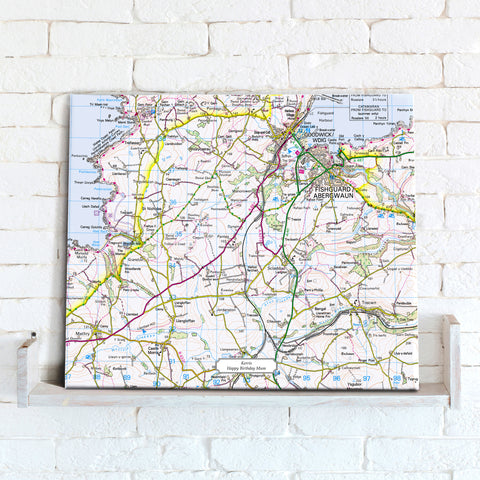 Map Canvas - Personalised Ordnance Survey Landranger Map (optional inscription)